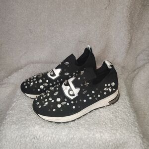 Karl Lagerfeld Black Jeweled Slip-On Sneakers